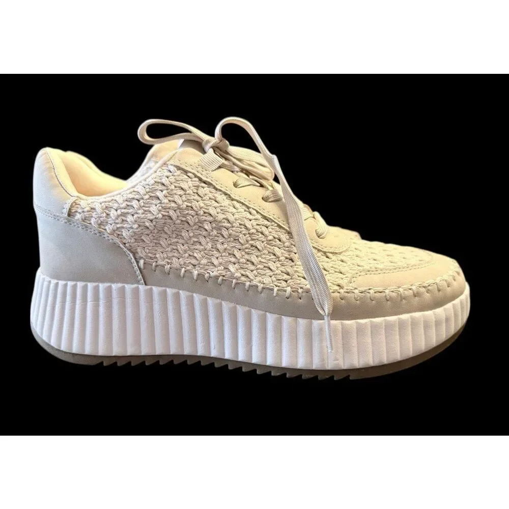 Dolce Vita Dolen Platform Sneakers Textured Knit Upper 9.5 Chunky